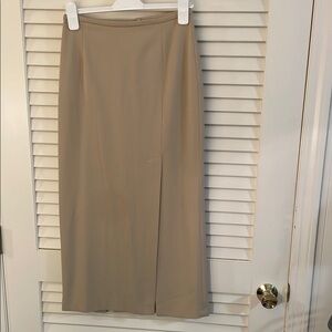 Vertigo Paris Tan Maxi Pencil Skirt with Front and Back Long Slit